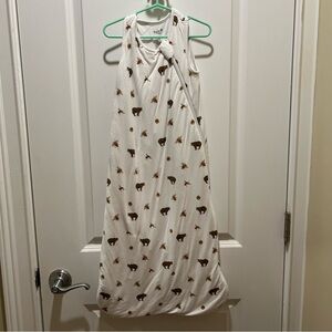 Kyte BABY White Sleep Sack with Brown Bear Print